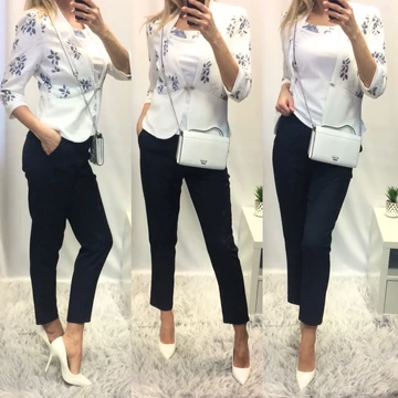 Nyers-Sötétkék Virágos