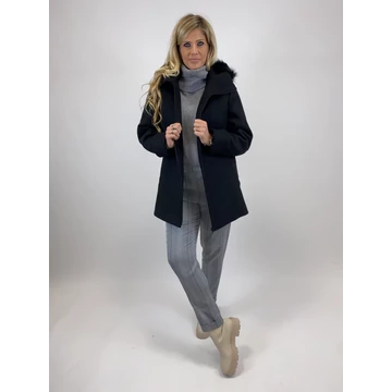 Rayon Zippes Szőrös Kapucnis Kabát