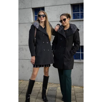 Rayon Kötött Galléros Kapucnis Kabát