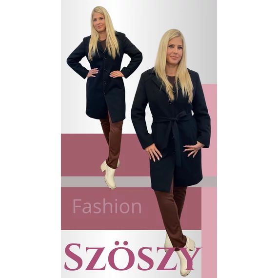 3/4-es Rayon Öves Kihajtós Kabát