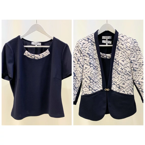 Jacquard Vágott Kapcsos Blézer Toppal