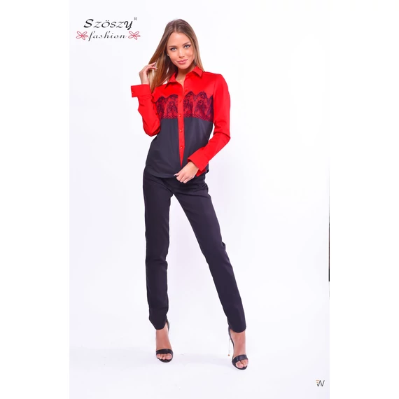 Puplin Stretch Csipke Csíkos Blúz