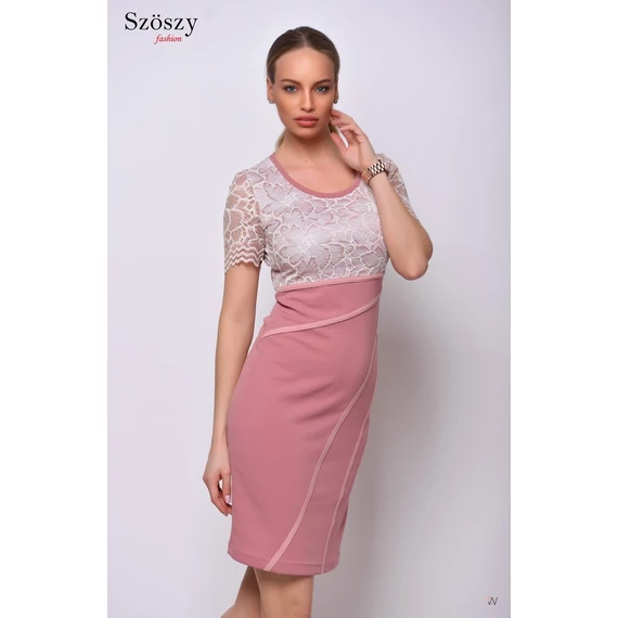 Jersey Csipke Tetejű Csíkozott Ruha
